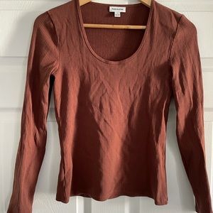 Frank & Oak Flat Rib U-Neck - Deep Wine